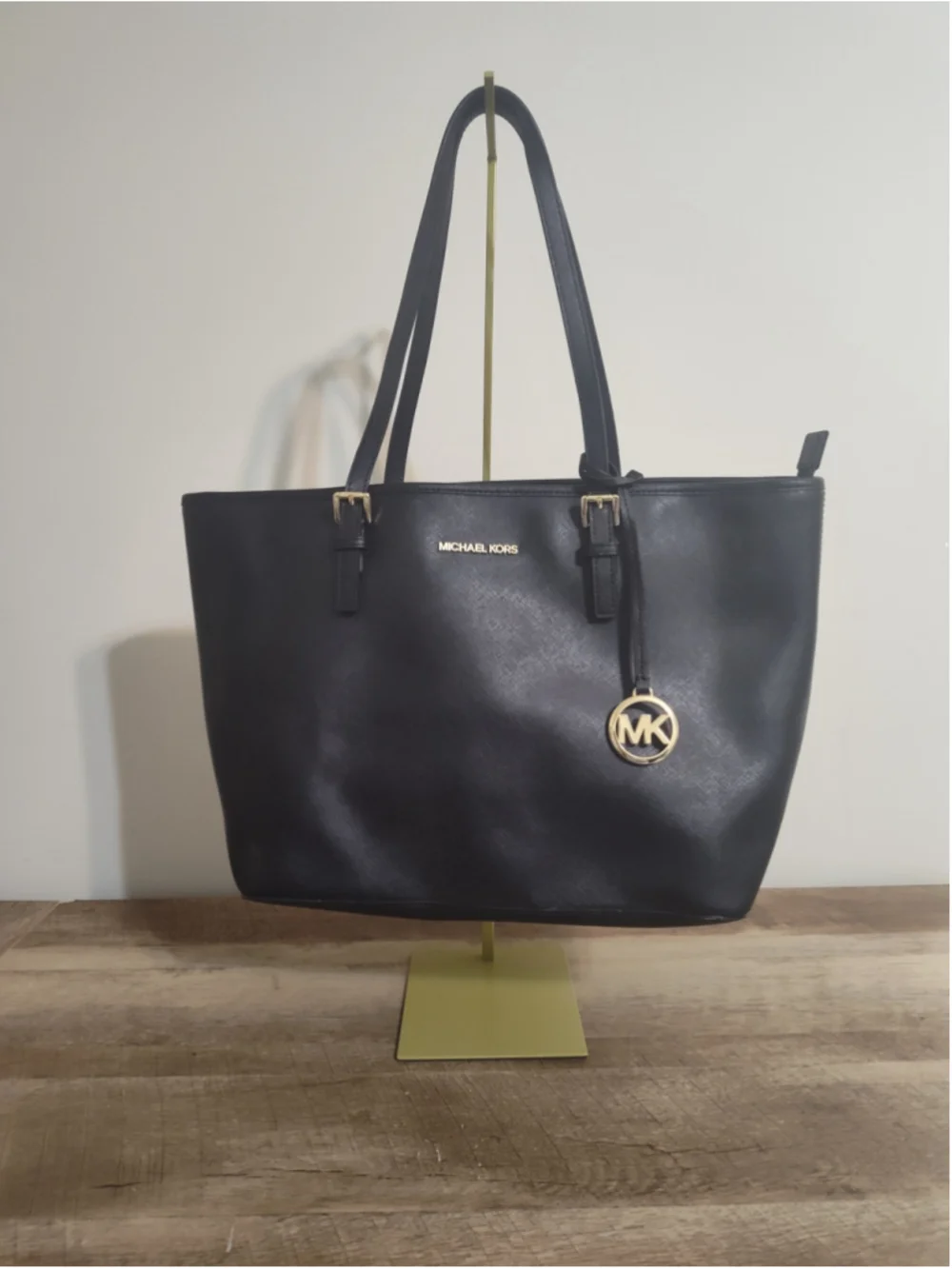Women's Michael Kors Black Gold Tote Bag One Size